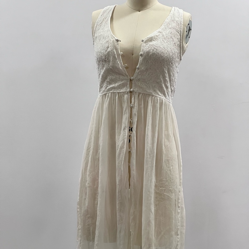 First and I | Button up Linen and Lace Cotton Dress